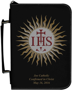 Personalized Bible Cover with Jesuit IHS Graphic - Black Personalized Bible Cover with Jesuit IHS Graphic - Black