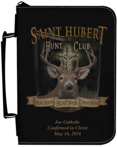 Personalized Hunter Bible Cover with St. Hubert Graphic - Black Personalized Hunter Bible Cover with St. Hubert Graphic - Black