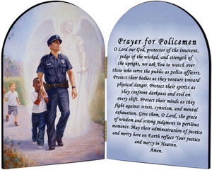 The Protector: Police Guardian Angel Arched Diptych with Prayer for Policemen The Protector: Police Guardian Angel Arched Diptych with Prayer for Policemen