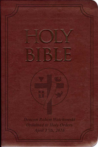 Laser Embossed Catholic Bible with Deacon Cover - Burgundy NABRE Laser Embossed Catholic Bible with Deacon Cover - Burgundy NABRE