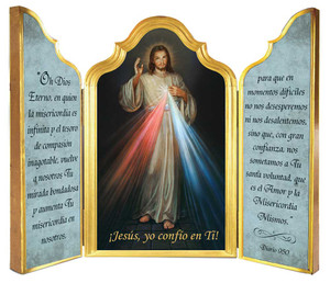 Spanish Divine Mercy Triptych Plaque Spanish Divine Mercy Triptych Plaque