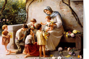 Adoration (Mary and Jesus with Children) by Giuseppe Magni Greeting Card Adoration (Mary and Jesus with Children) by Giuseppe Magni Greeting Card
