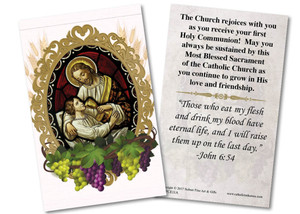 Christ and Child First Communion Pink Holy Card Christ and Child First Communion Pink Holy Card