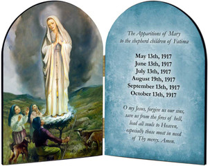 Our Lady of Fatima with Children 100 Year Anniversary Arched Diptych Our Lady of Fatima with Children 100 Year Anniversary Arched Diptych