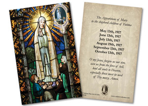 Our Lady of Fatima with Apparition and Prayer Holy Card Our Lady of Fatima with Apparition and Prayer Holy Card