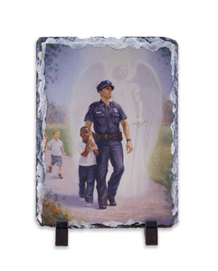The Protector: Police Guardian Angel Vertical Slate Tile The Protector: Police Guardian Angel Vertical Slate Tile