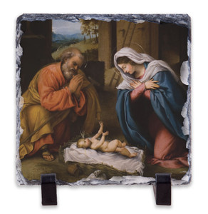 Nativity with Reaching Jesus Square Slate Tile Nativity with Reaching Jesus Square Slate Tile