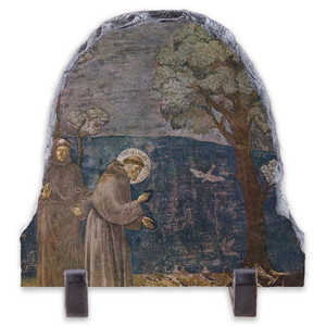 St. Francis with Birds Arched Slate Tile St. Francis with Birds Arched Slate Tile