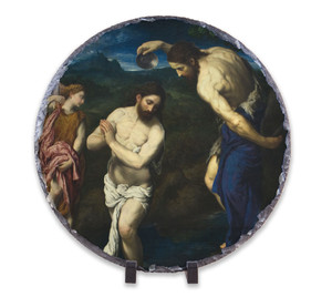 Baptism of Christ Round Slate Tile Baptism of Christ Round Slate Tile