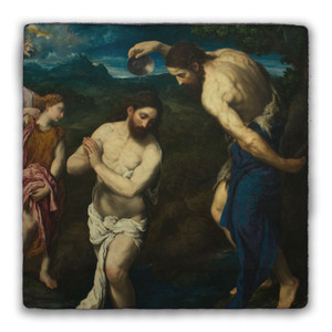Baptism of Christ Square Tumbled Stone Tile Baptism of Christ Square Tumbled Stone Tile