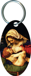 Madonna of the Green Cushion Oval Keychain Madonna of the Green Cushion Oval Keychain