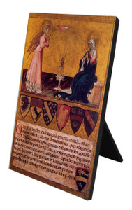 Annunciation with Verse by Giovanni di Paolo Vertical Desk Plaque Annunciation with Verse by Giovanni di Paolo Vertical Desk Plaque