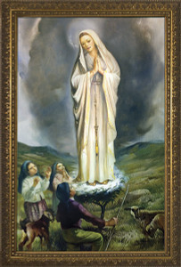 Our Lady of Fatima with Children - Gold Framed Canvas Our Lady of Fatima with Children - Gold Framed Canvas