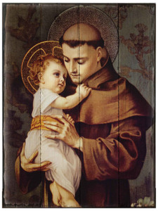 St. Anthony with Jesus Rustic Wood Plaque St. Anthony with Jesus Rustic Wood Plaque
