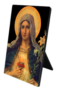 Antique Immaculate Heart Vertical Desk Plaque Antique Immaculate Heart Vertical Desk Plaque