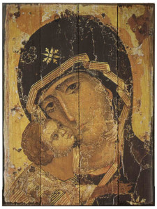 Our Lady of Vladimir Icon Rustic Wood Plaque Our Lady of Vladimir Icon Rustic Wood Plaque