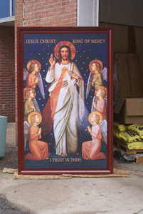 Overstock Church-Sized King of Divine Mercy Canvas Cherry Framed Art Overstock Church-Sized King of Divine Mercy Canvas Cherry Framed Art