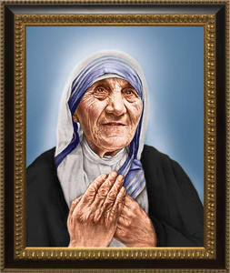 St. Teresa of Calcutta Canonization Portrait: Ornate Black and Gold Framed Canvas St. Teresa of Calcutta Canonization Portrait: Ornate Black and Gold Framed Canvas
