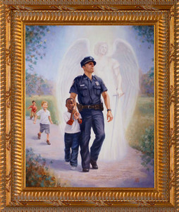 The Protector: Police Guardian Angel - Ornate Gold Framed Art The Protector: Police Guardian Angel - Ornate Gold Framed Art