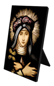 St. Rose of Lima Stained Glass Vertical Desk Plaque St. Rose of Lima Stained Glass Vertical Desk Plaque