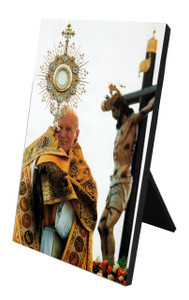 St. John Paul II with Monstrance Vertical Desk Plaque St. John Paul II with Monstrance Vertical Desk Plaque