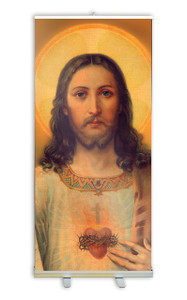 Antique Sacred Heart Banner Stand Antique Sacred Heart Banner Stand