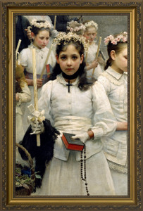 After the First Holy Communion (Detail 1 Girl) - Standard Gold Framed Art After the First Holy Communion (Detail 1 Girl) - Standard Gold Framed Art