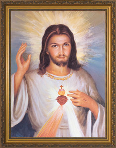 Divine Mercy with Sacred Heart Detail Framed Art Divine Mercy with Sacred Heart Detail Framed Art
