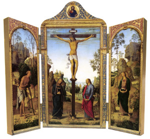 Crucifixion by Perugino Triptych Plaque Crucifixion by Perugino Triptych Plaque
