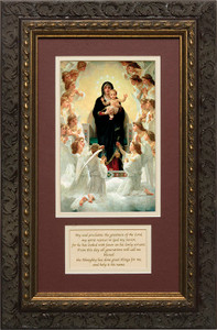 Queen of the Angels Matted with Prayer - Ornate Dark Framed Art Queen of the Angels Matted with Prayer - Ornate Dark Framed Art