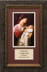 Maternal Admiration Matted with Prayer - Ornate Dark Framed Art Maternal Admiration Matted with Prayer - Ornate Dark Framed Art