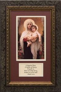 Madonna of the Roses Matted with Prayer - Ornate Dark Framed Art Madonna of the Roses Matted with Prayer - Ornate Dark Framed Art