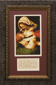 Madonna of the Green Cushion Matted with Prayer - Ornate Dark Framed Art Madonna of the Green Cushion Matted with Prayer - Ornate Dark Framed Art