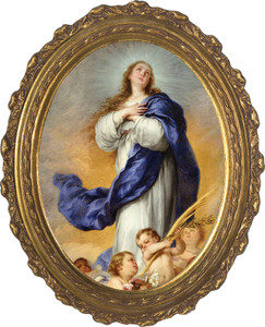 Immaculate Conception - Oval Framed Canvas Immaculate Conception - Oval Framed Canvas