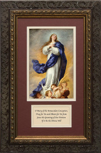 Immaculate Conception Matted with Prayer - Ornate Dark Framed Art Immaculate Conception Matted with Prayer - Ornate Dark Framed Art