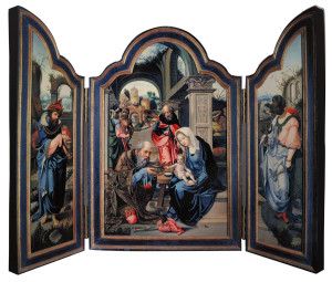 Adoration of the Magi (Dark Blue) Tripytch Plaque Adoration of the Magi (Dark Blue) Tripytch Plaque