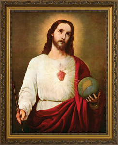 Sacred Heart Holding the Globe Framed Art Sacred Heart Holding the Globe Framed Art