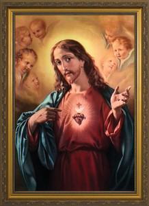 Sacred Heart of Jesus Surrounded by Angels Framed Art Sacred Heart of Jesus Surrounded by Angels Framed Art