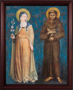Sts. Francis and Clare Full Length - Cherry Framed Art Sts. Francis and Clare Full Length - Cherry Framed Art