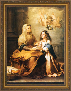 St. Anne with Mary - Standard Gold Framed Art St. Anne with Mary - Standard Gold Framed Art