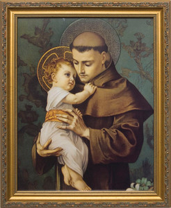 St. Anthony with Jesus - Standard Gold Framed Art St. Anthony with Jesus - Standard Gold Framed Art