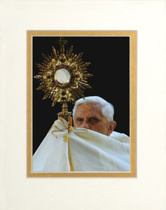 Pope Benedict with Monstrance Matted - No Frame Image Pope Benedict with Monstrance Matted - No Frame Image