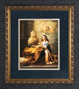St. Anne with Mary Matted - Ornate Dark Framed Art St. Anne with Mary Matted - Ornate Dark Framed Art