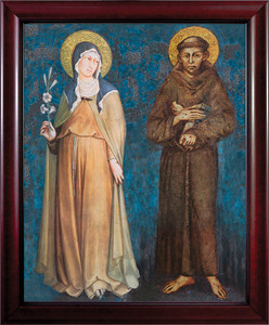 Sts. Francis and Clare Full Length - Cherry Framed Canvas Sts. Francis and Clare Full Length - Cherry Framed Canvas