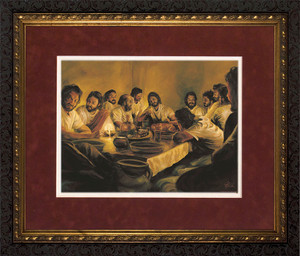 Last Supper by Jason Jenicke Red Matte - Ornate Dark Framed Art Last Supper by Jason Jenicke Red Matte - Ornate Dark Framed Art