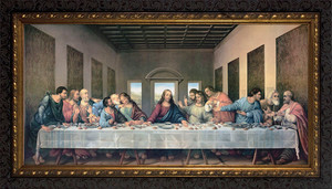 Last Supper by Da Vinci Restored - Ornate Dark Framed Art Last Supper by Da Vinci Restored - Ornate Dark Framed Art