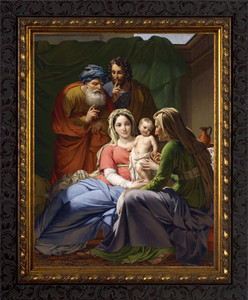 Holy Family with Grandparents Joachim and Anne - Ornate Dark Framed Art Holy Family with Grandparents Joachim and Anne - Ornate Dark Framed Art