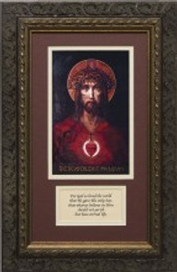 For God So Loved The World - Ornate Dark Framed Matted Canvas with Prayer For God So Loved The World - Ornate Dark Framed Matted Canvas with Prayer