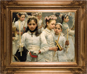 After the First Holy Communion (Detail 3 Girls) - Museum Framed Canvas After the First Holy Communion (Detail 3 Girls) - Museum Framed Canvas