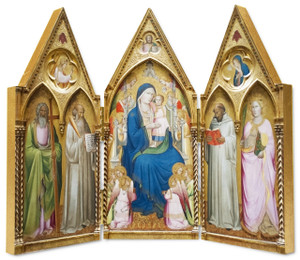 Madonna Enthroned with Saints and Angels Triptych Plaque Madonna Enthroned with Saints and Angels Triptych Plaque